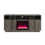 Ambrose Gray Walnut 70"W Fireplace TV Stand