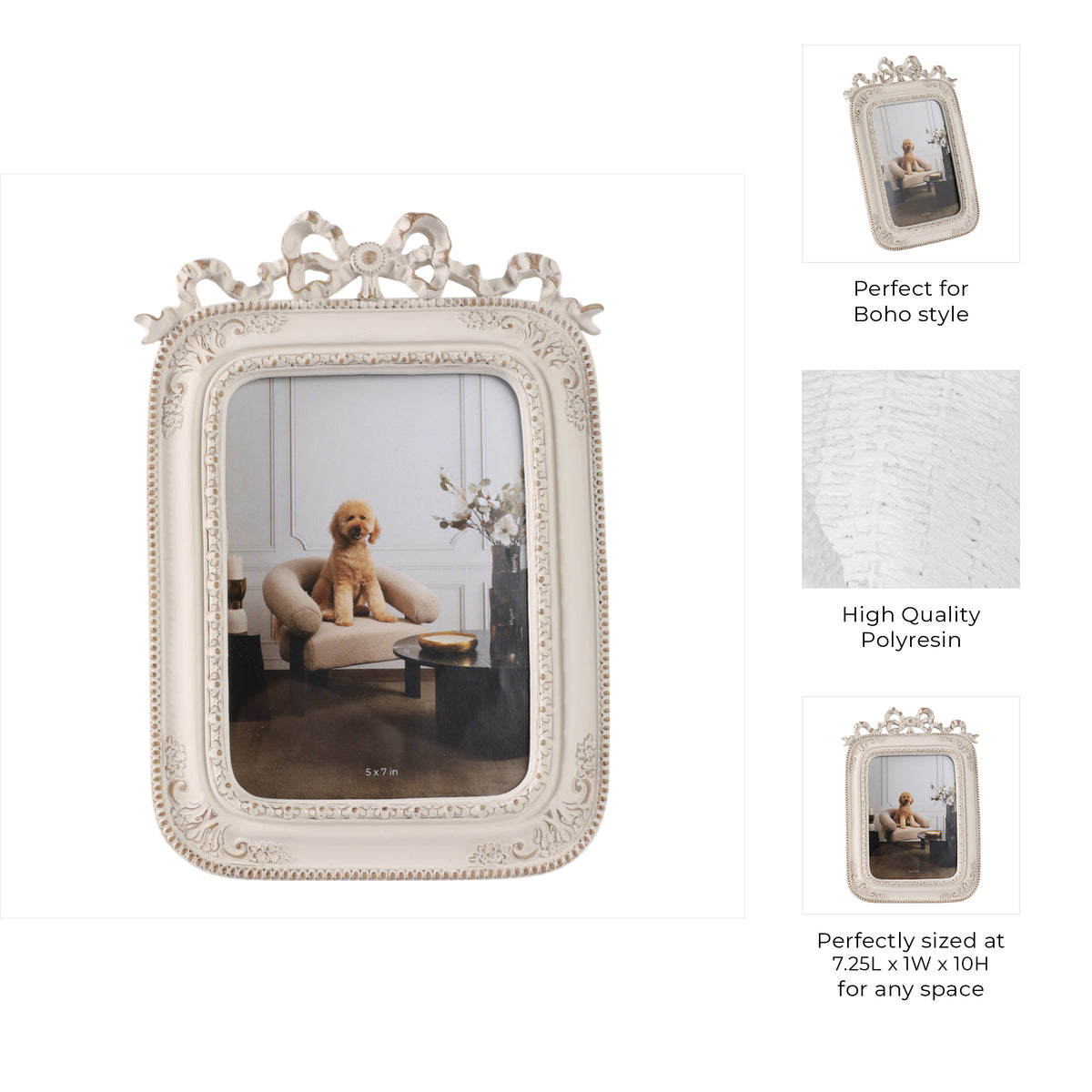 Stoil Ivory 5x7 Resin Shabby Chic Photo Frame
