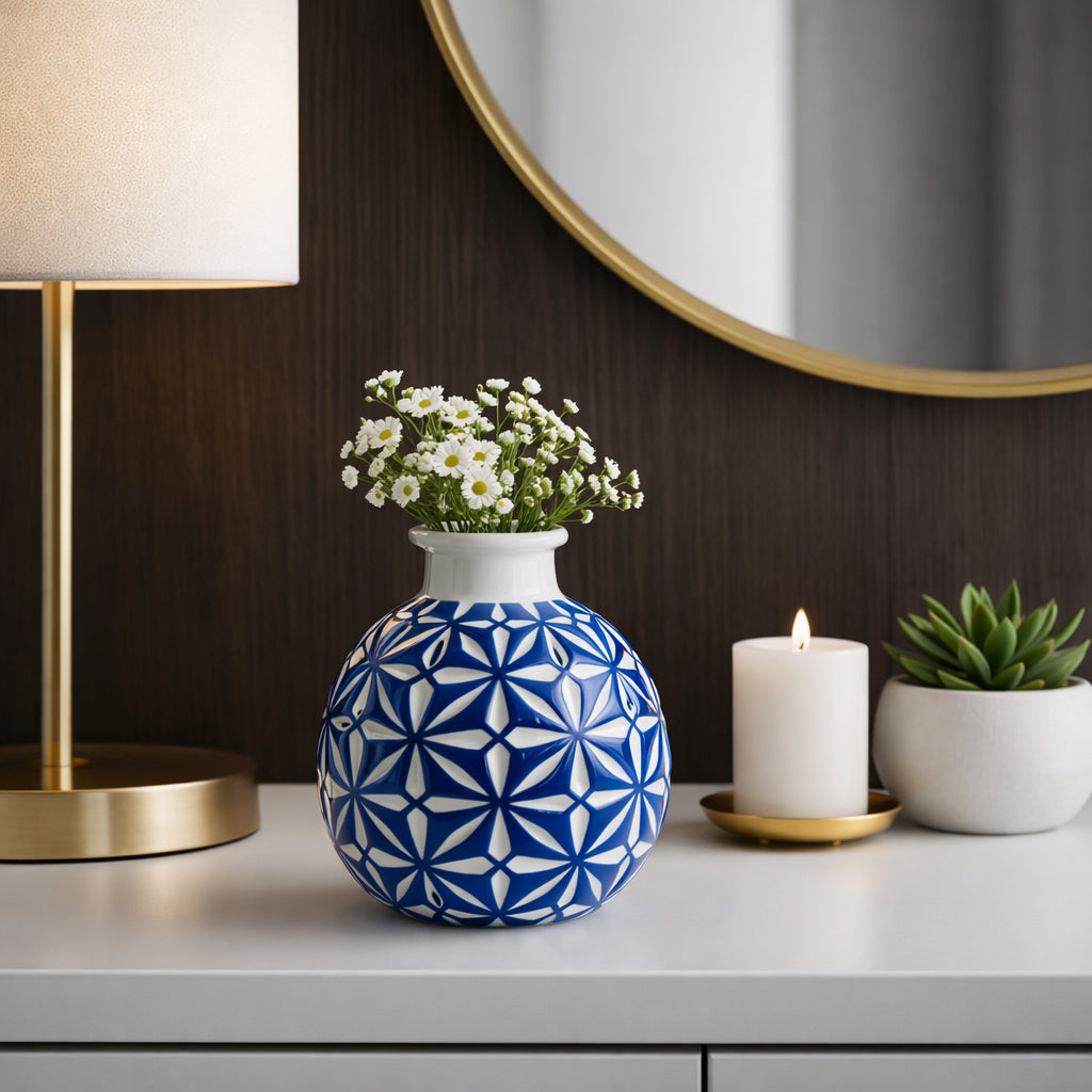 Wheeler Blue Small Ceramic Daisy Vase
