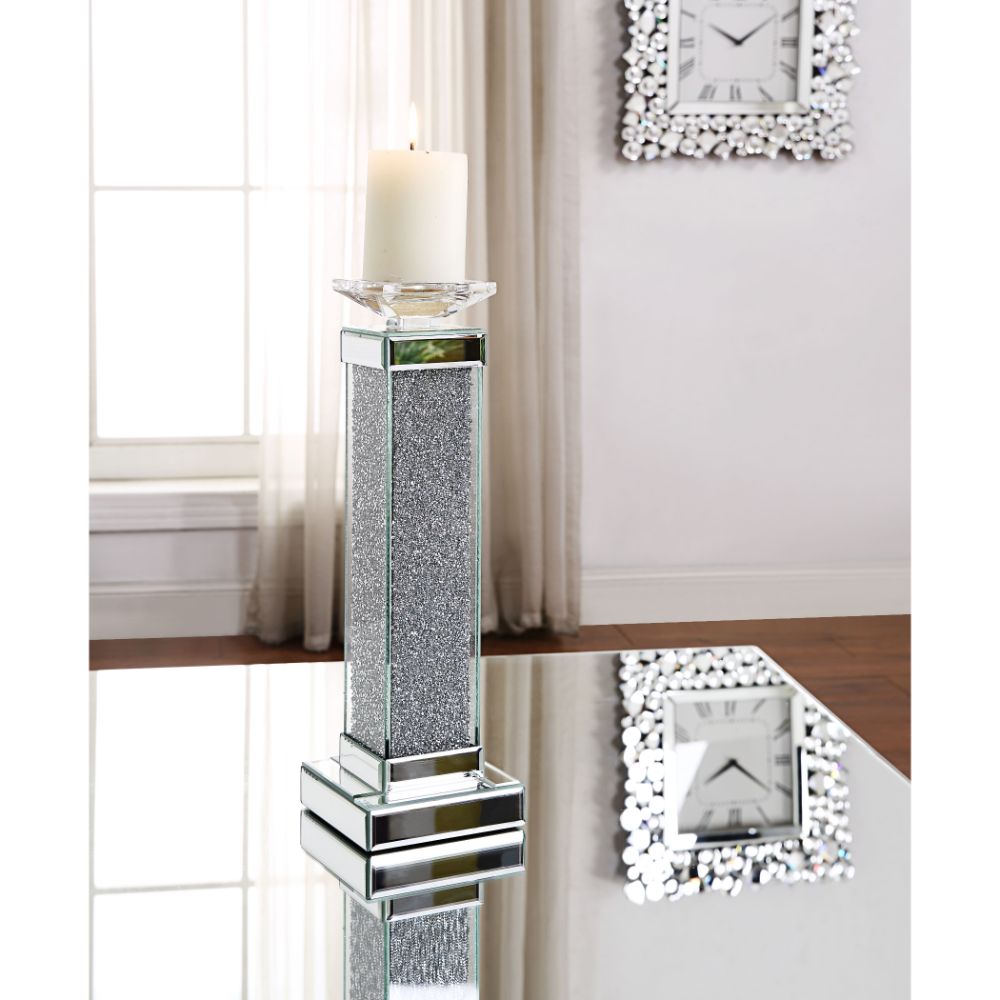 Rekha Beveled Mirrored/Faux Diamonds Candle Holder (Set of 2)