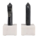 Coffee Black/White Marble Rustic Horse Bookends (Set of 2)