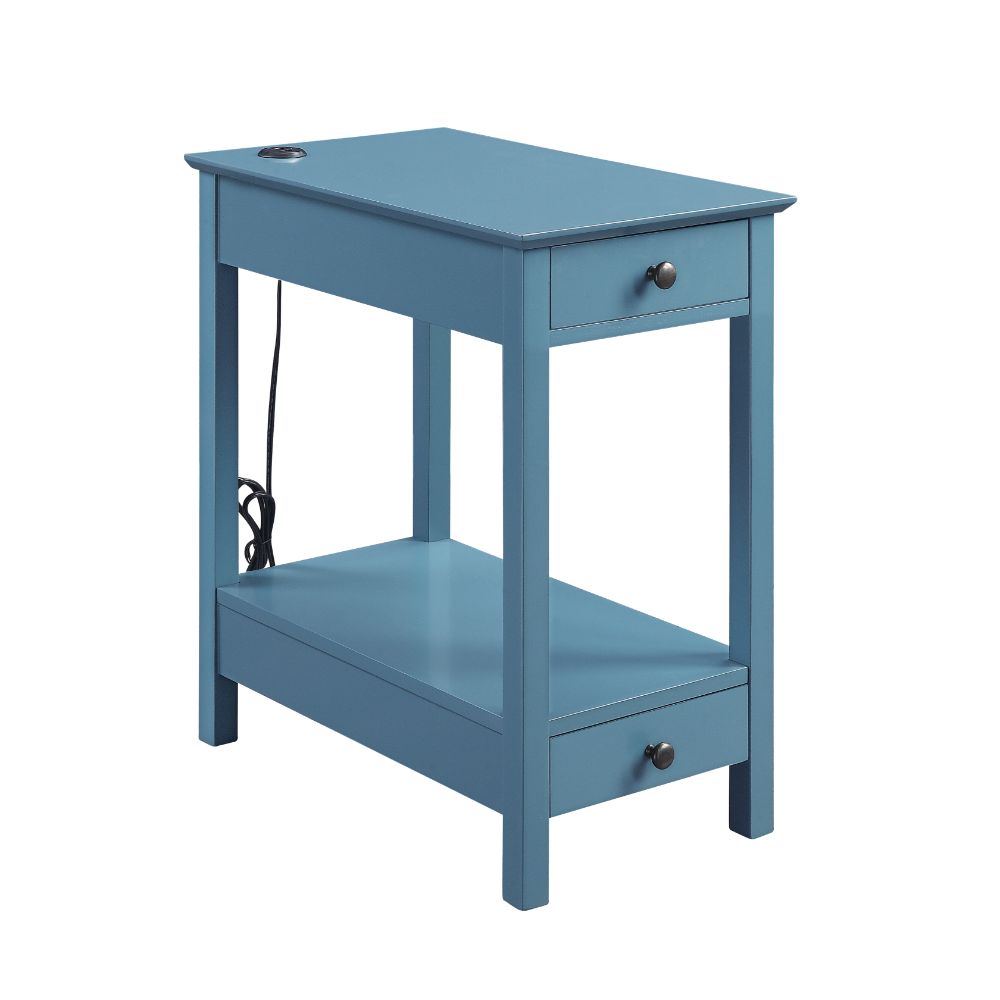 Byzad Teal Accent Table w/ USB