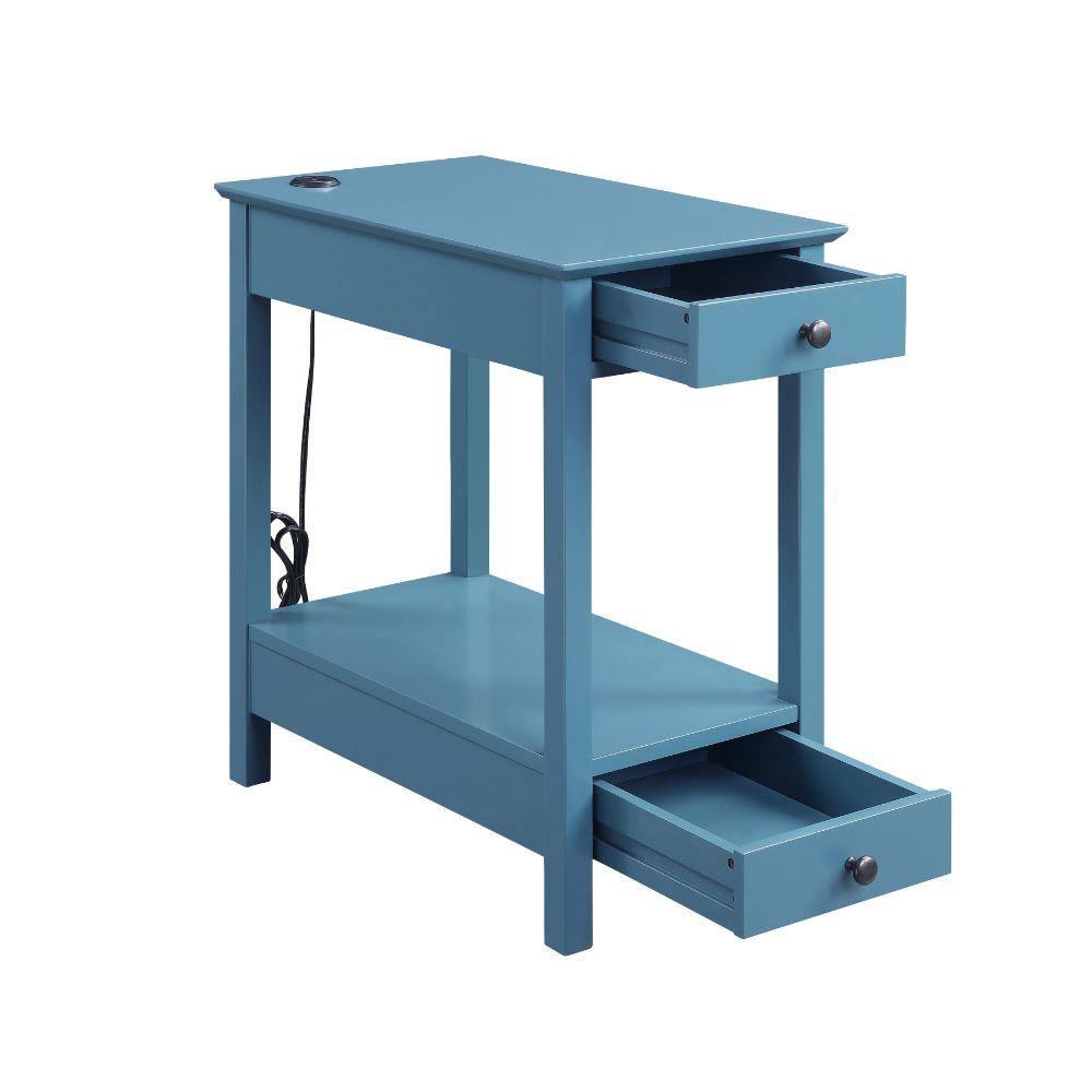 Byzad Teal Accent Table w/ USB