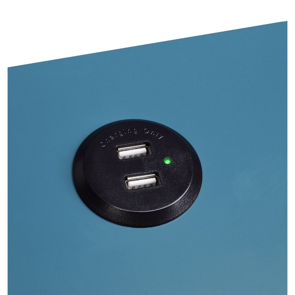 Byzad Teal Accent Table w/ USB