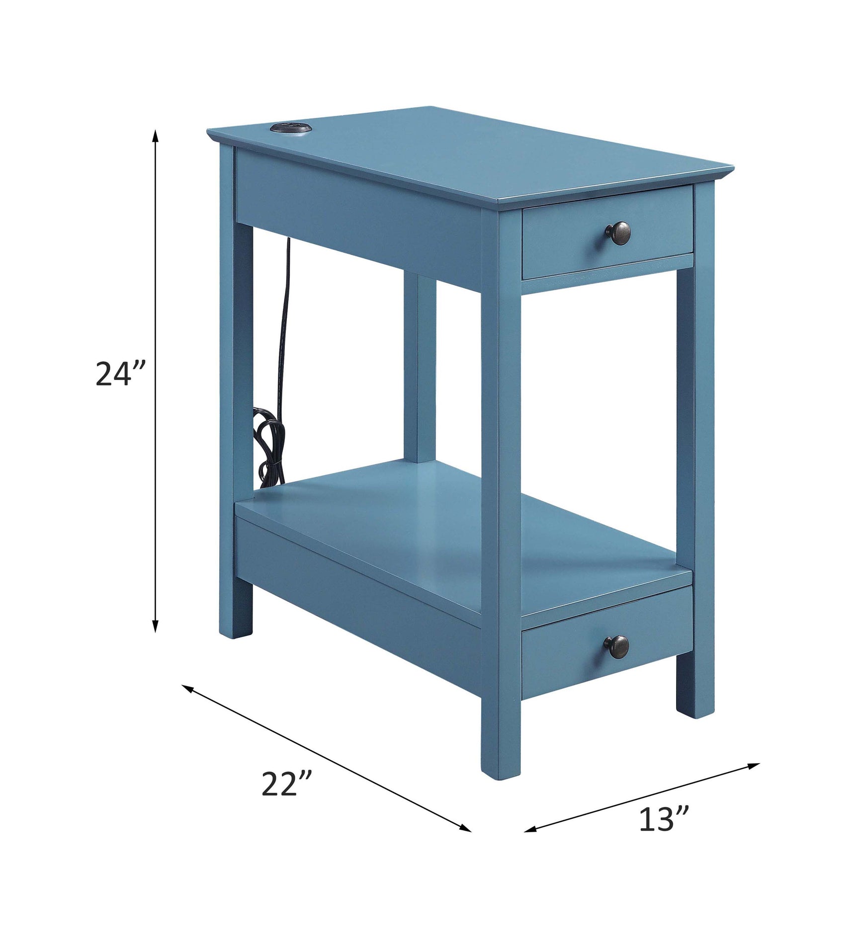 Byzad Teal Accent Table w/ USB