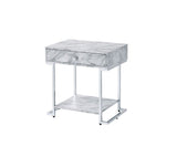 Wither White/Chrome Accent Table