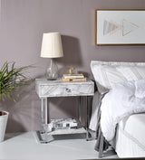 Wither White/Chrome Accent Table