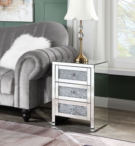 Noralie Mirrored/Faux Diamonds Accent Table