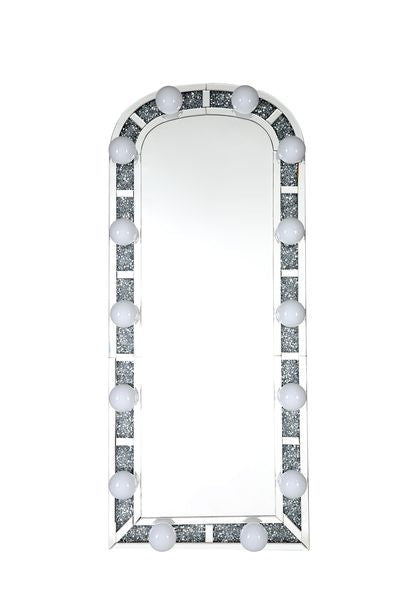 Noralie Mirrored/Faux Diamonds Floor Mirror