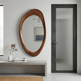 Bumblebee Walnut Organic Oval Shaped Wood Mirror