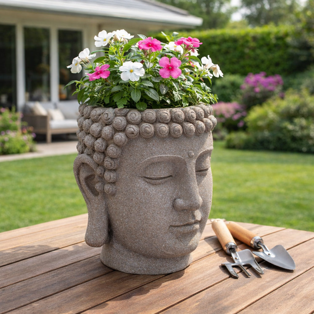 Port Costa Gray Buddha Head Planter