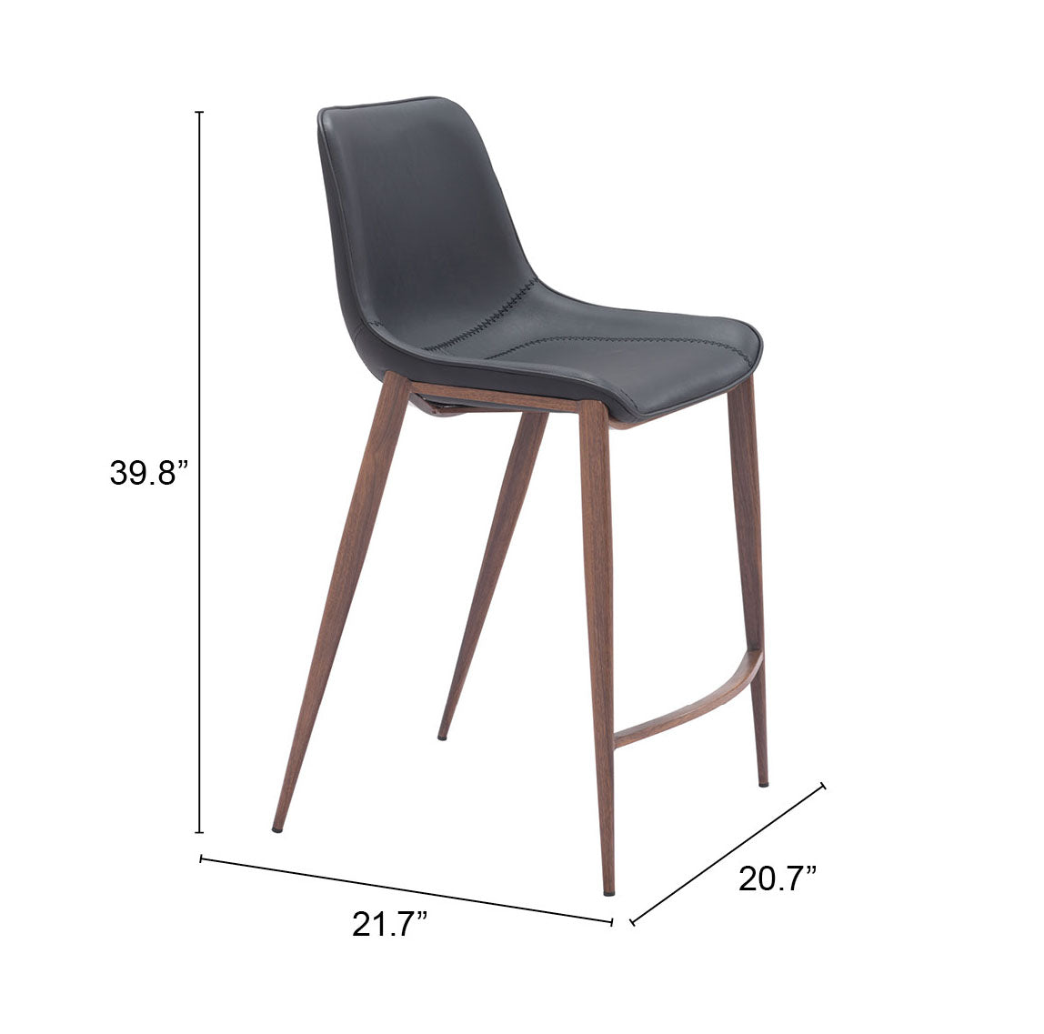 Magnus Black & Walnut Counter Stool (Set of 2)