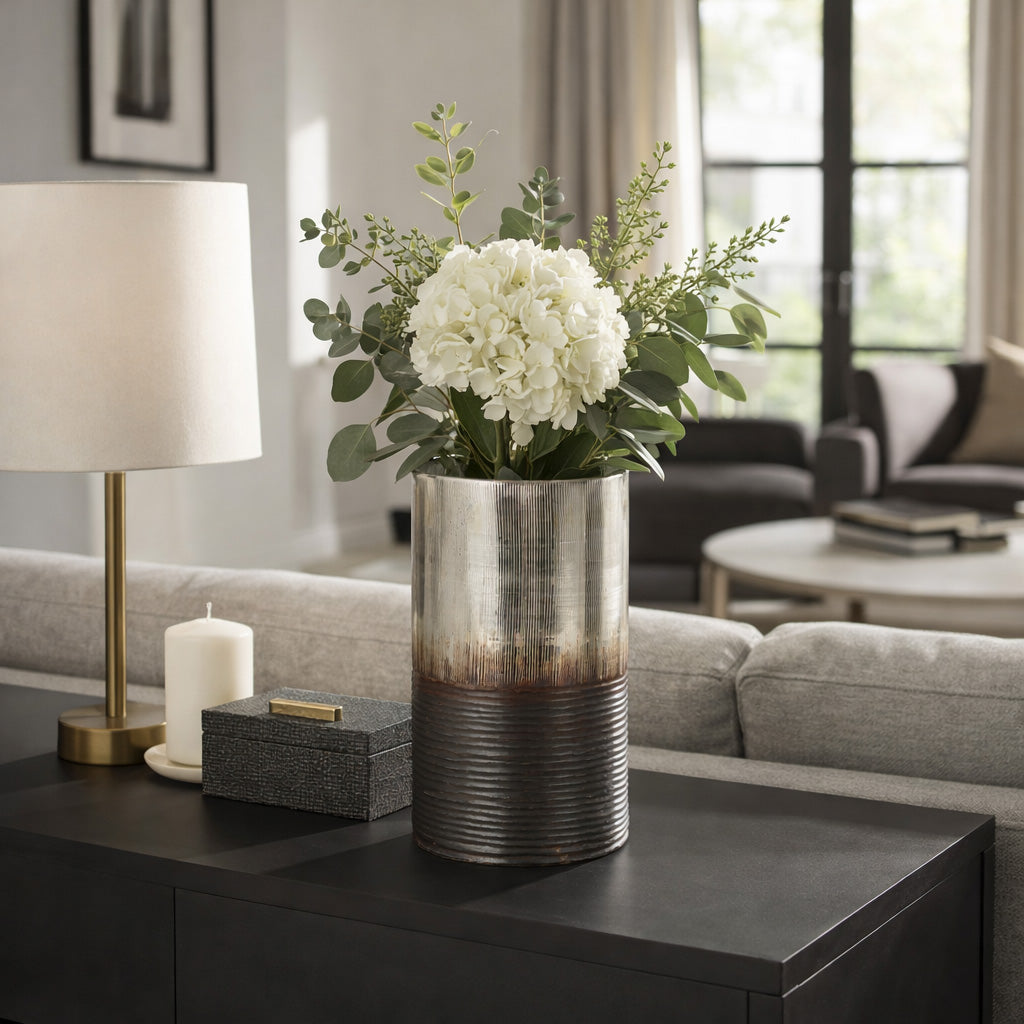 Grabtown Silver Small Glass Metallic 2-Tone Vase