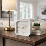 Valestone White/Gold Large Marble Octagon Clock