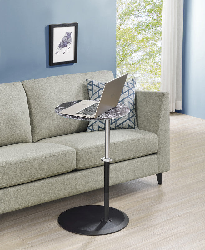 Orbit Black Marble 15.5"W Height Adjustable End Table