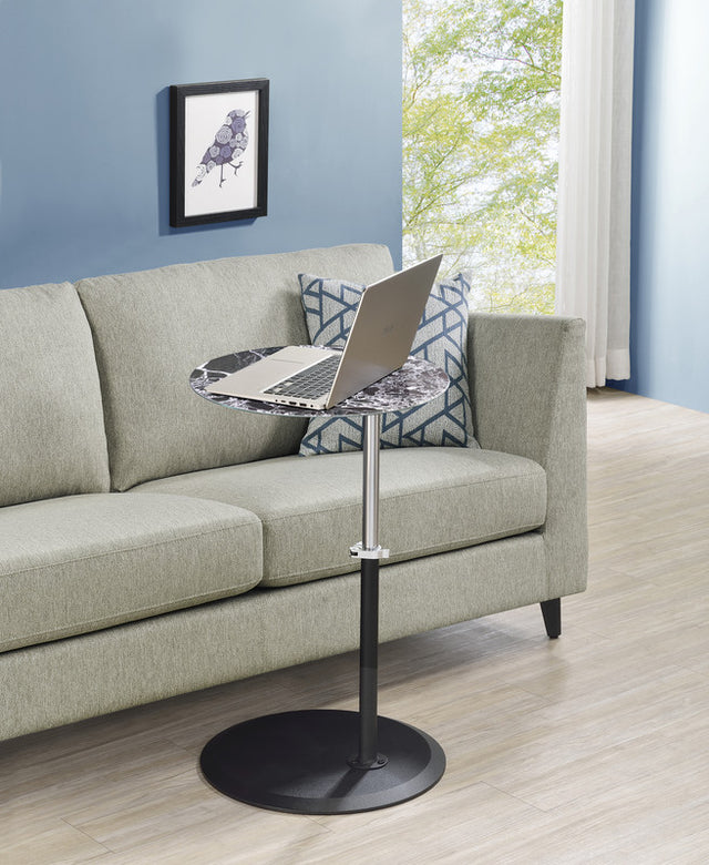 Orbit Black Marble 15.5"W Height Adjustable End Table