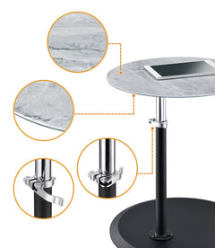 Orbit Gray Marble 15.5"W Height Adjustable End Table