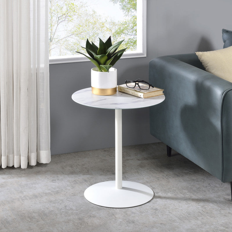 Circa White Marble 17.5"W End Table
