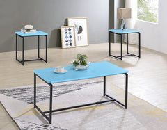 GT Blue 39.5"W 3-Piece Coffee & End Table Set
