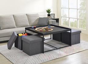 Vinny Black 35"W 5-Piece Coffee Table Set