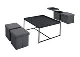 Vinny Black 35"W 5-Piece Coffee Table Set