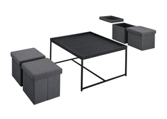 Vinny Black 35"W 5-Piece Coffee Table Set