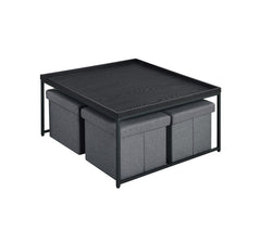 Vinny Black 35"W 5-Piece Coffee Table Set