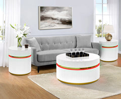 Tavita White 3-Piece Round Coffee Table Set