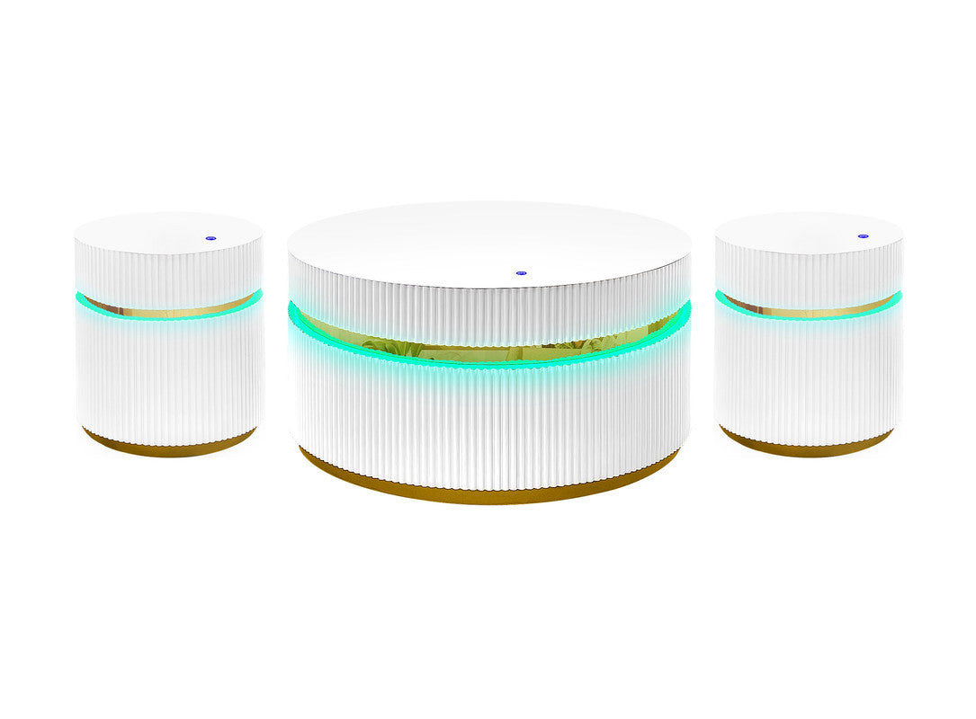 Tavita White 3-Piece Round Coffee Table Set