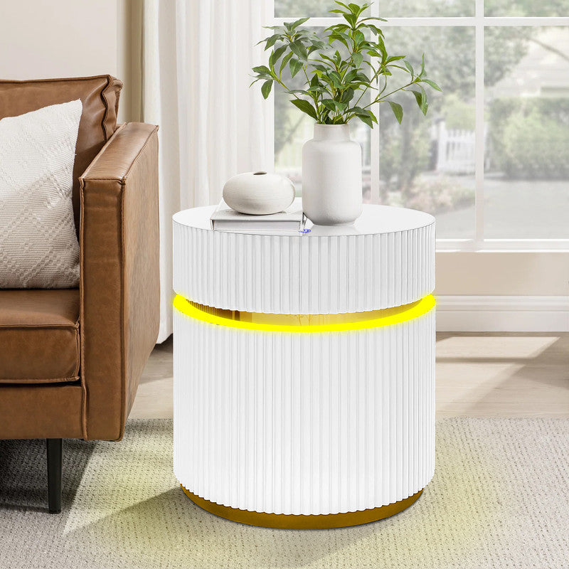 Tavita White 19.5" Round Side Table