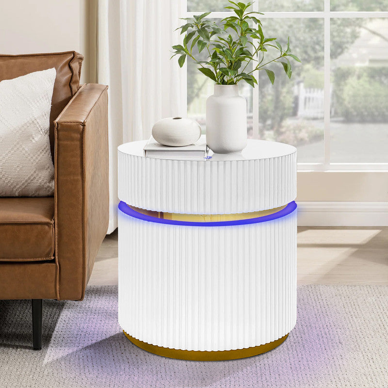 Tavita White 19.5" Round Side Table