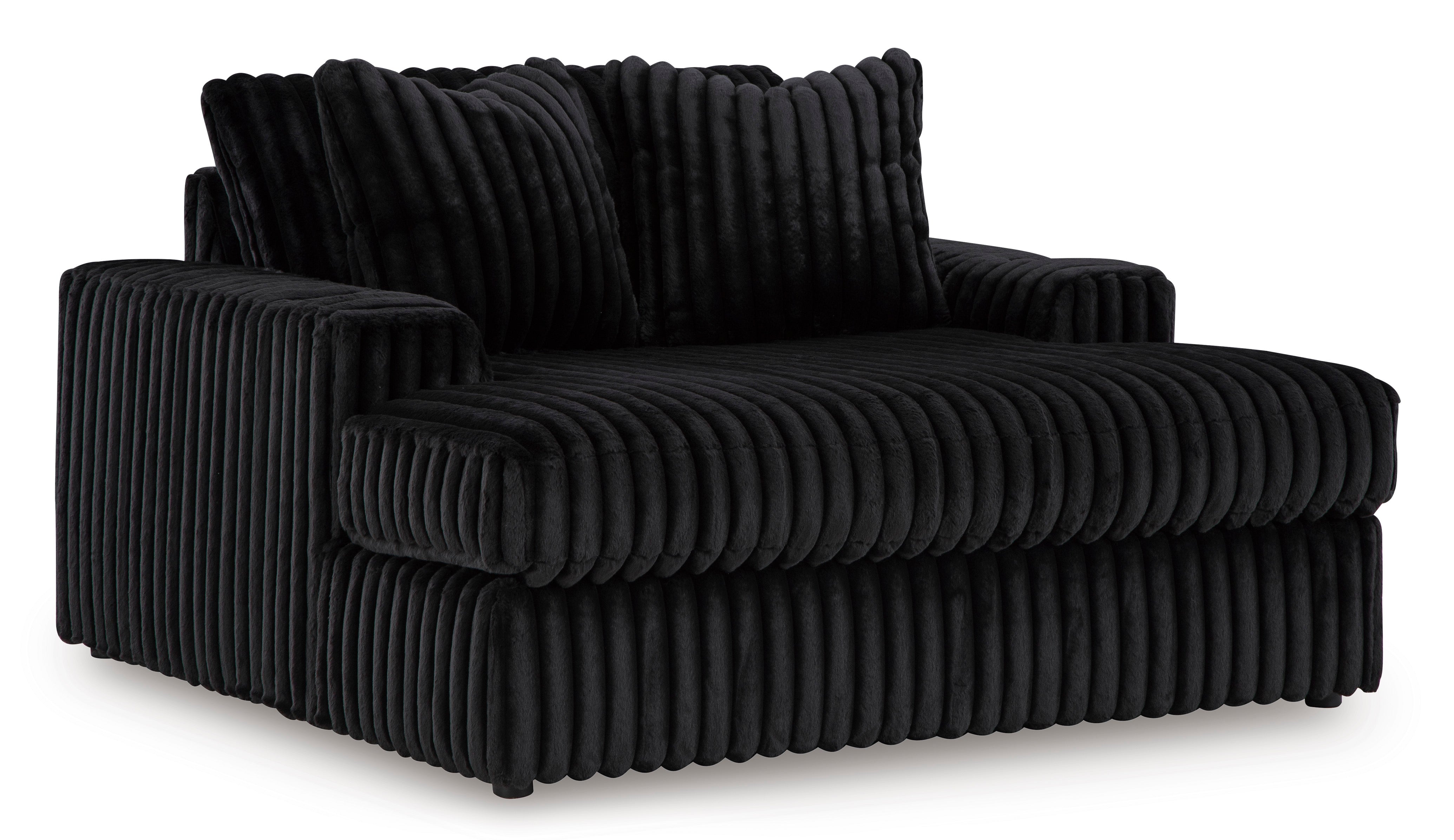 Midnight-Madness Onyx Corduroy 2-Piece RAF Chaise Sectional - Ornate Home