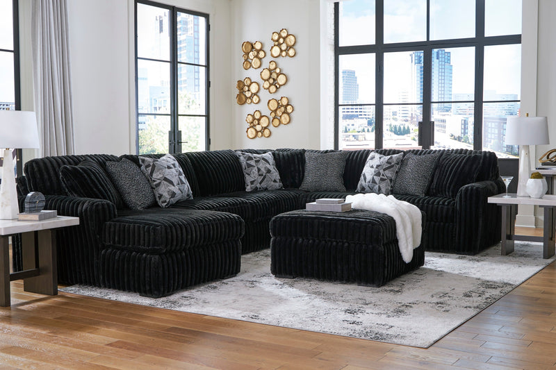 Midnight-Madness Onyx Corduroy 4-Piece LAF Chaise Sectional - Ornate Home