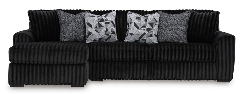 Midnight-Madness Onyx Corduroy 2-Piece RAF Chaise Sectional - Ornate Home