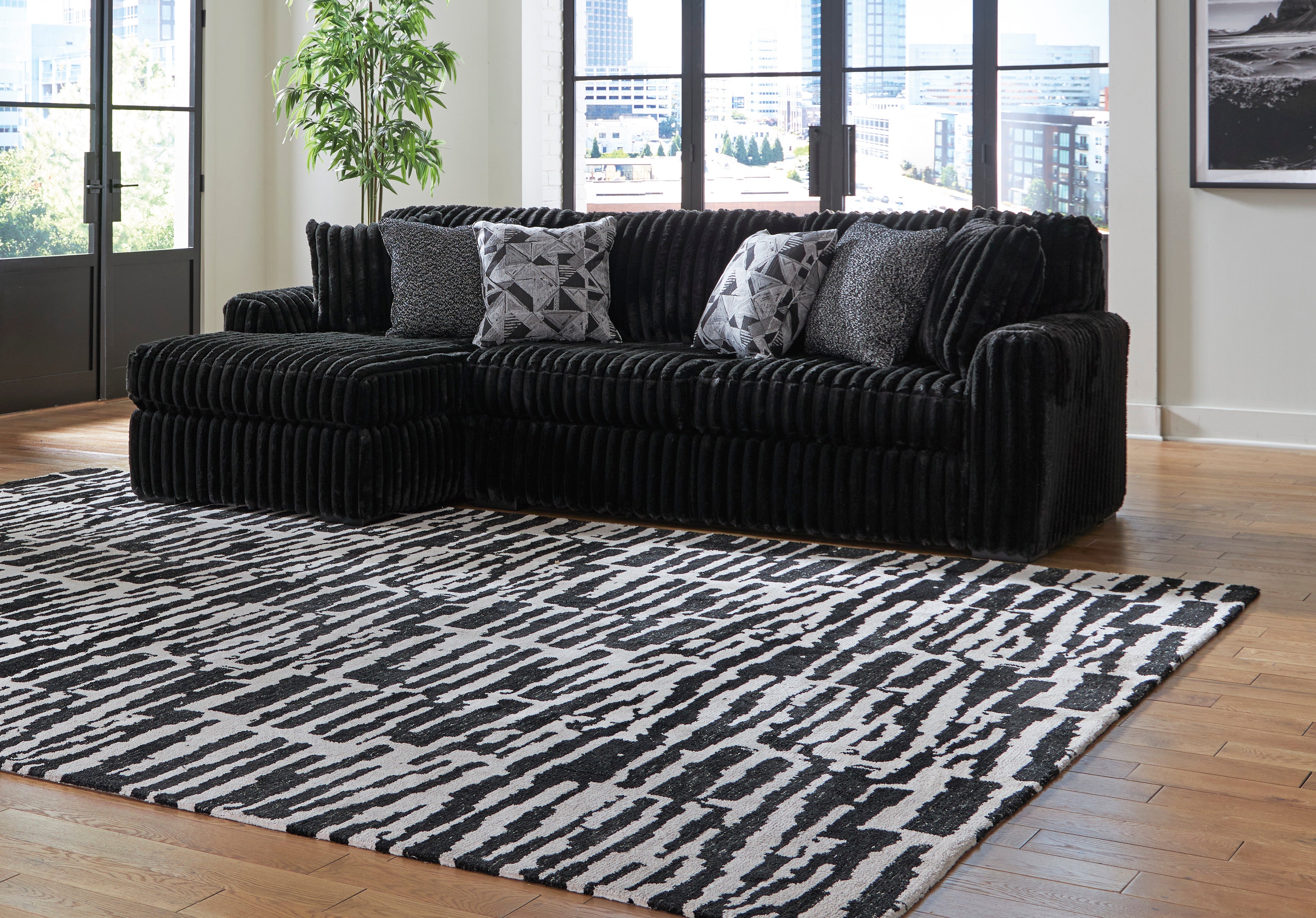 Midnight-Madness Onyx Corduroy Modular Sectional Units - Create your own Style - Ornate Home