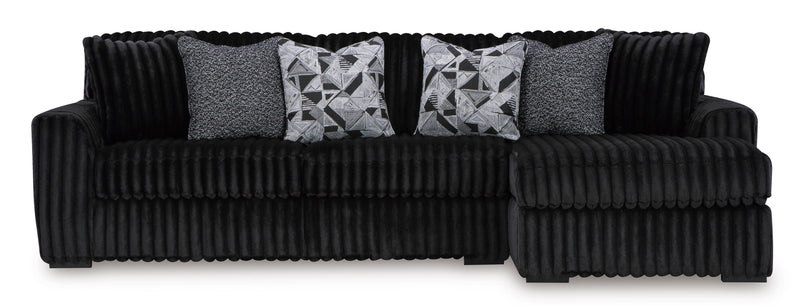 Midnight-Madness Onyx Corduroy 2-Piece RAF Chaise Sectional - Ornate Home