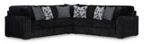 Midnight-Madness Onyx Corduroy 3-Piece Symmetrical Sectional - Ornate Home