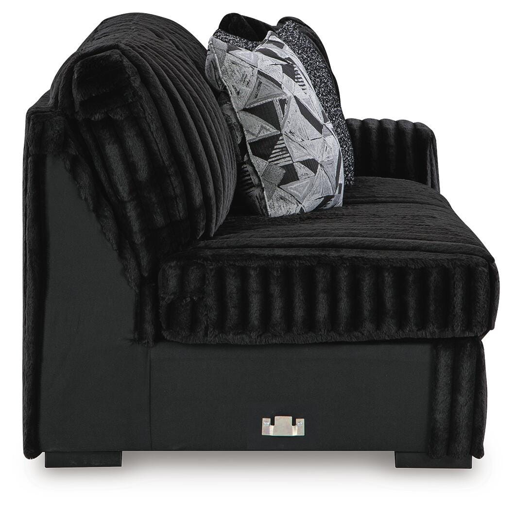 Midnight-Madness Onyx 2-Piece Sectional and Ottoman
