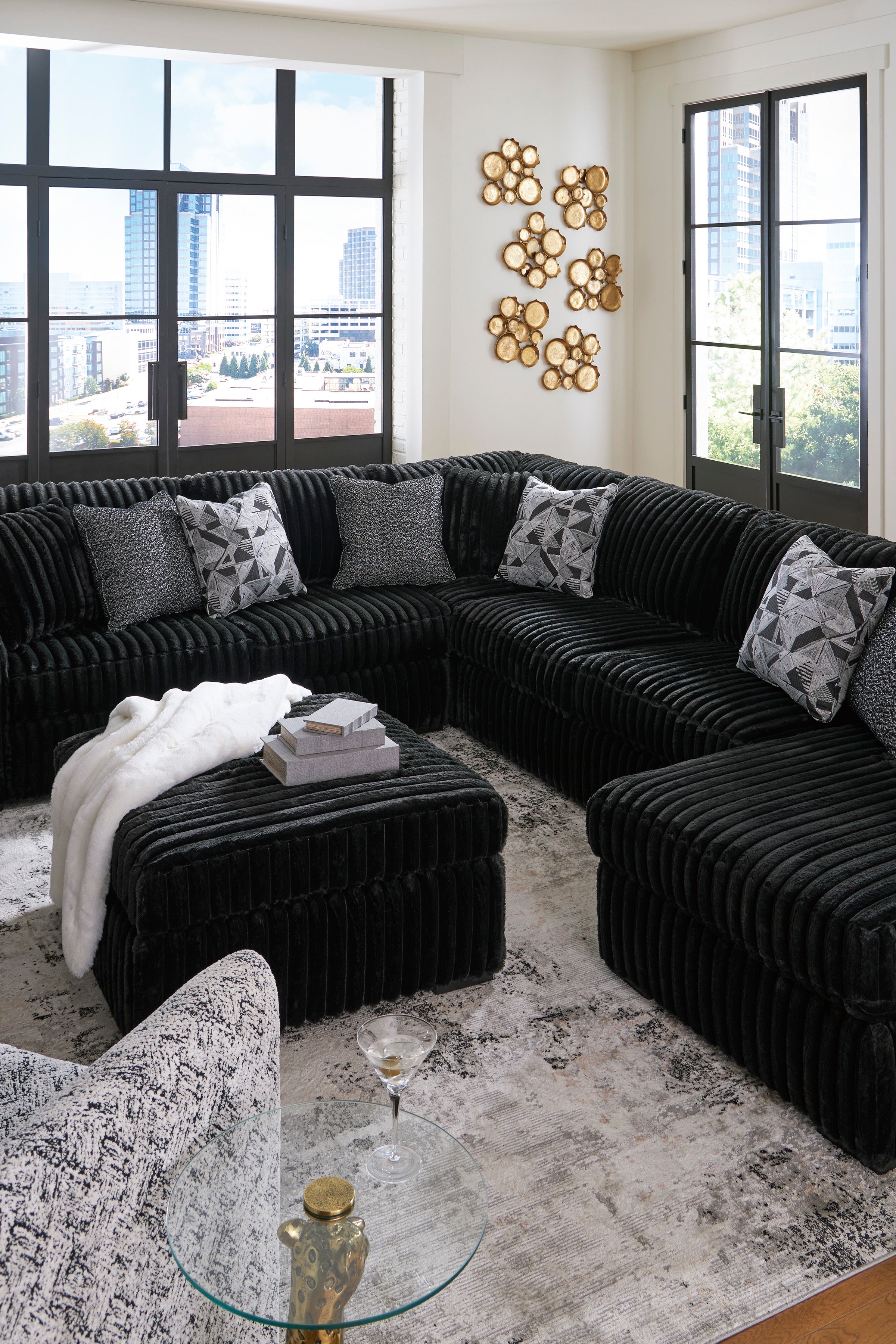 Midnight-Madness Onyx Corduroy Modular Sectional Units - Create your own Style - Ornate Home