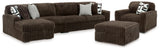 Midnight-Madness Chocolate 3-Piece Sectional, Oversized Chair and Ottoman (Online Special Price)