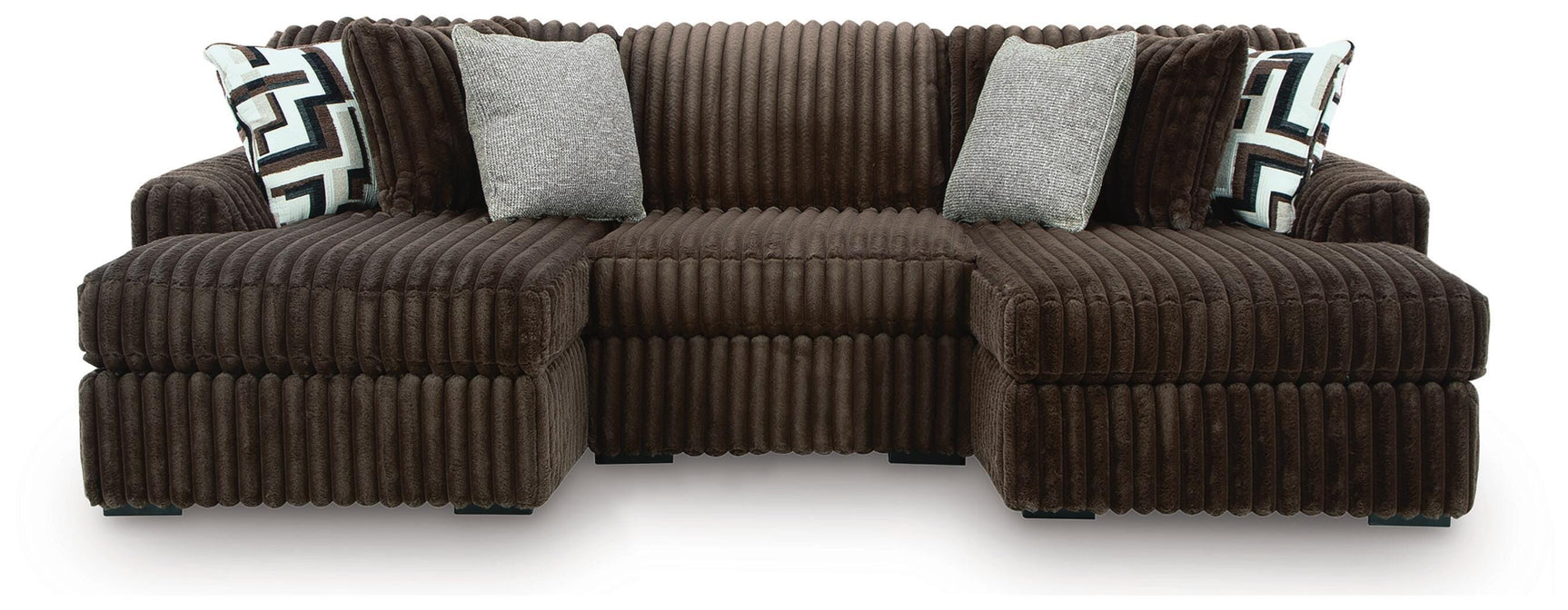 Midnight-Madness Chocolate 3-Piece Double Chaise Sectional