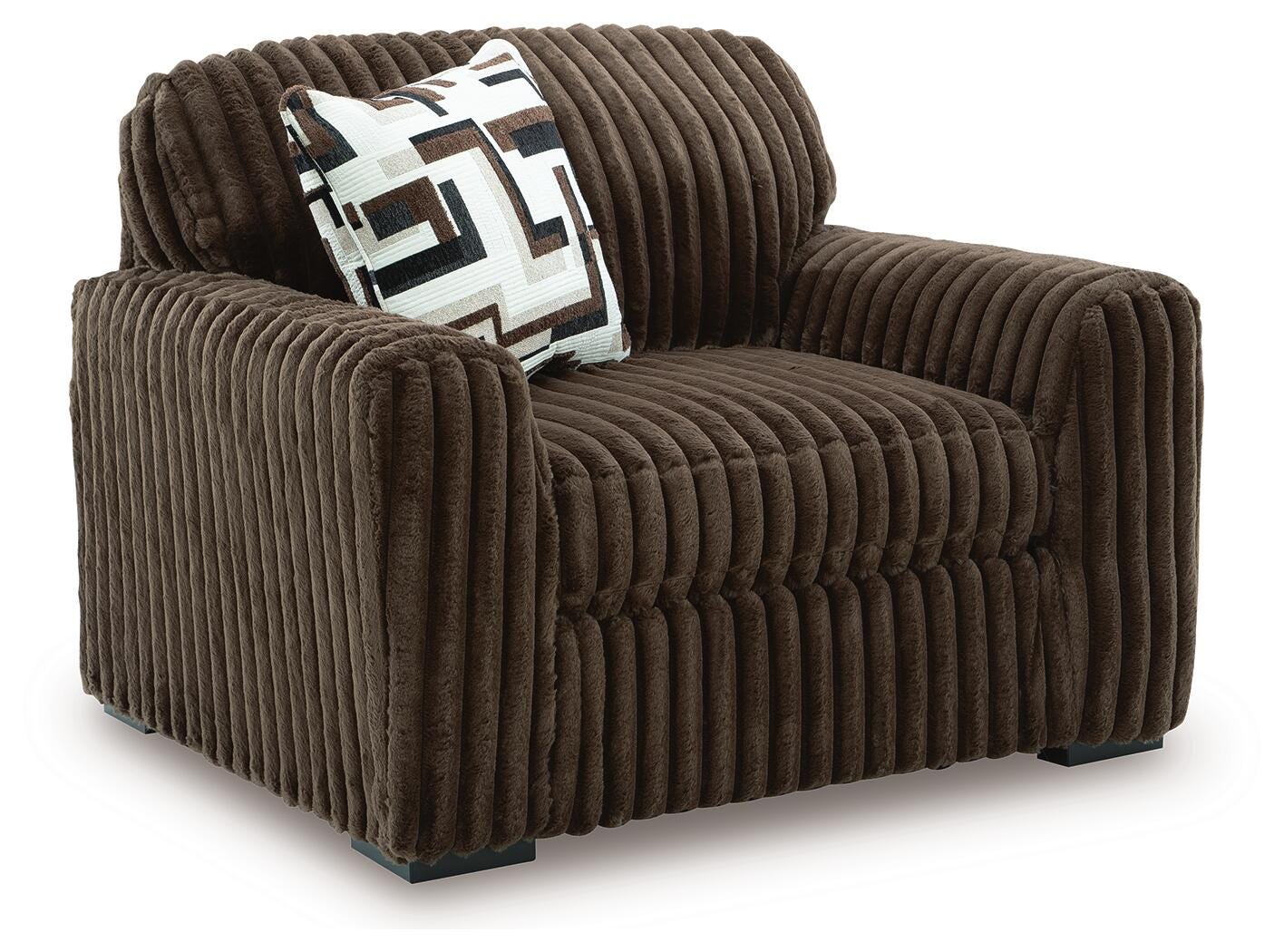 Midnight-Madness Chocolate 3-Piece Sectional, Oversized Chair and Ottoman (Online Special Price)