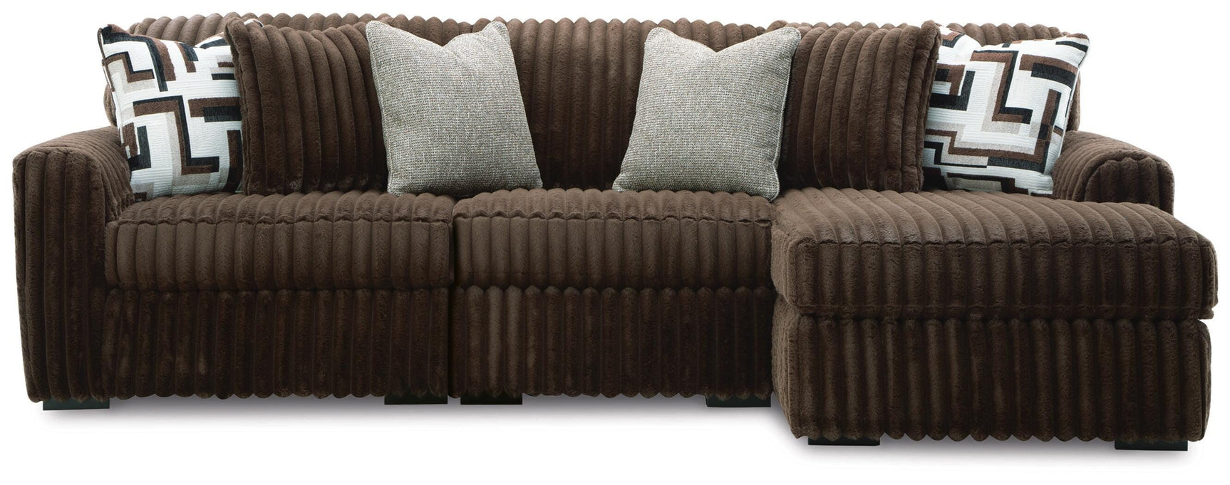 Midnight-Madness Chocolate 3-Piece Sectional with Chaise (Online Special Price)