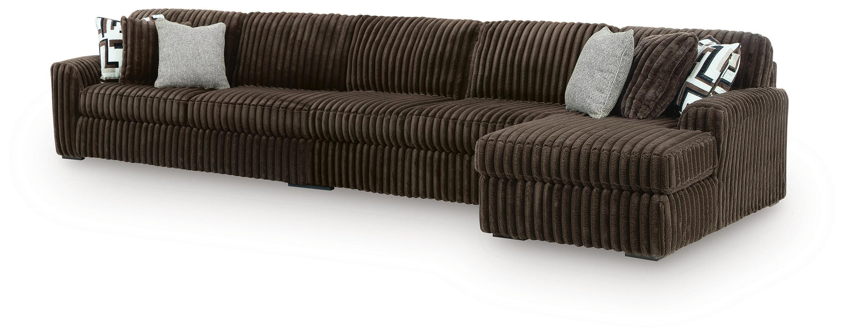 Midnight-Madness Chocolate 3-Piece Sectional with RAF Chaise
