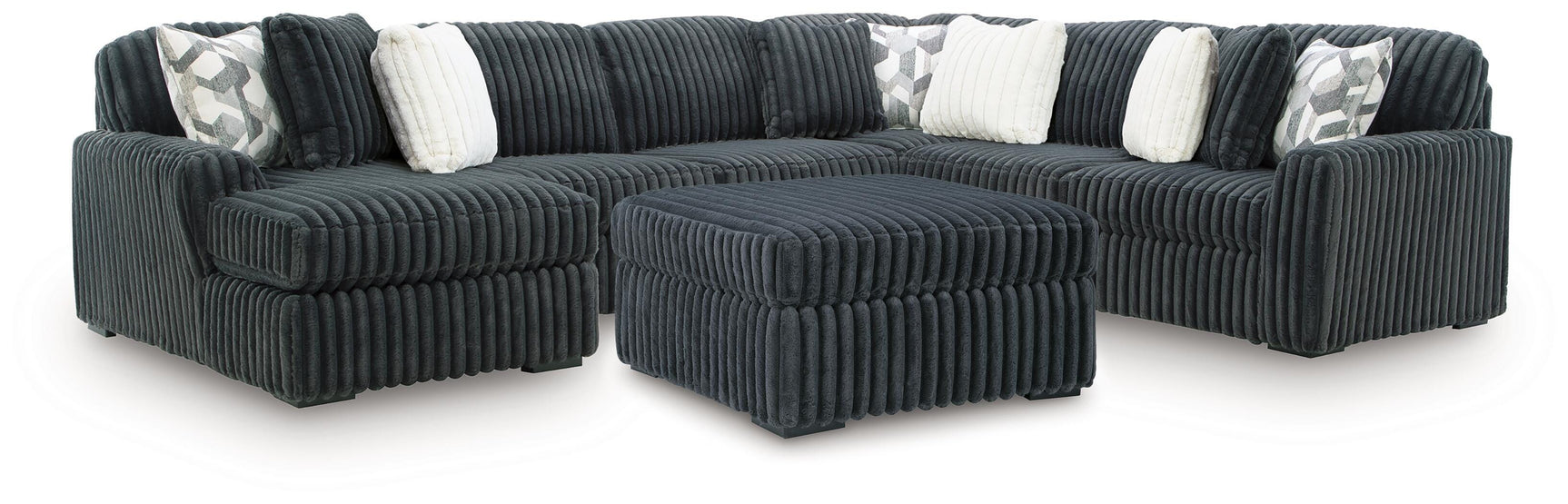 Midnight-Madness Gunmetal 4-Piece Sectional and Ottoman (Online Special Price)