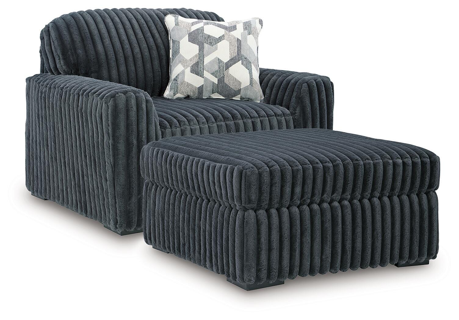 Midnight-Madness Gunmetal Oversized Chair and Ottoman
