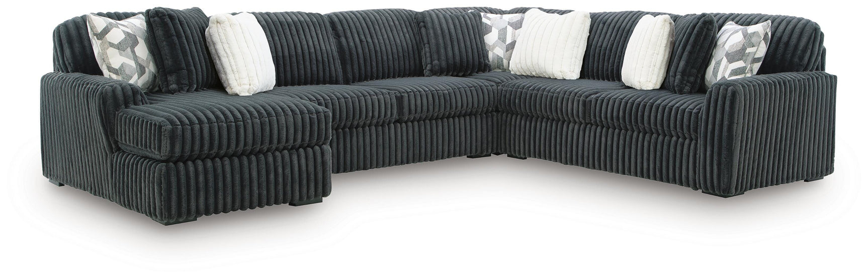 Midnight-Madness Gunmetal 4-Piece Sectional and Ottoman (Online Special Price)