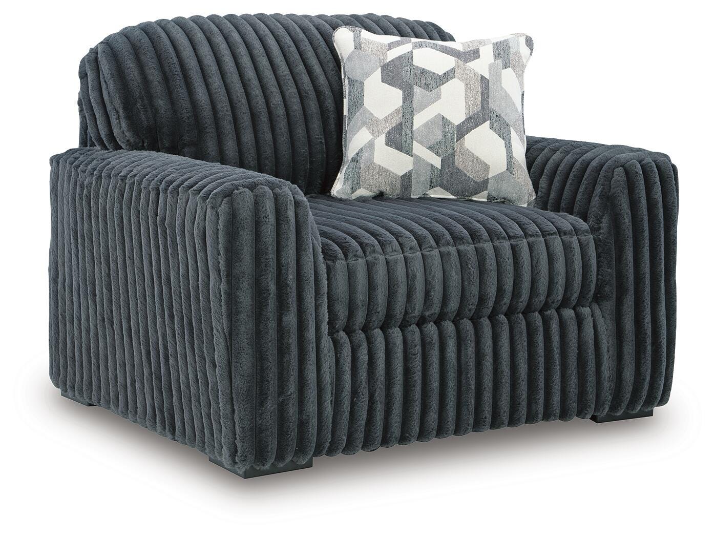 Midnight-Madness Gunmetal Oversized Chair and Ottoman