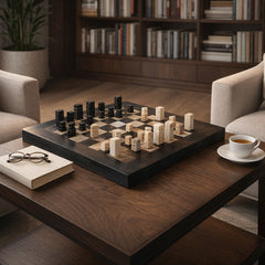 Darlington Black/Ivory Petrified Wood Chess Set
