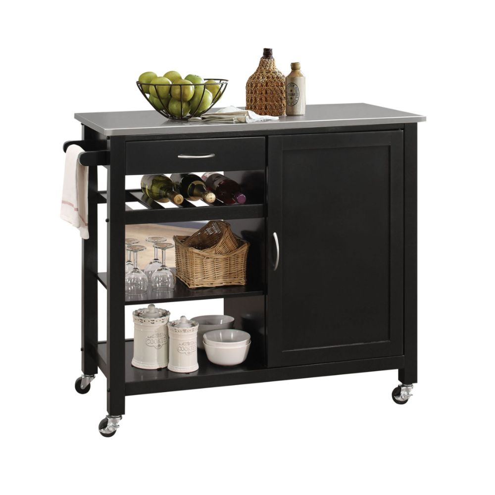 Ottawa Stainless Steel/Black Kitchen Cart